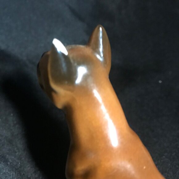 Boxer Dog Figurine Brindle Cropped Ears Ceramic 4 x 5 " Standing Japan - Picture 9 of 9